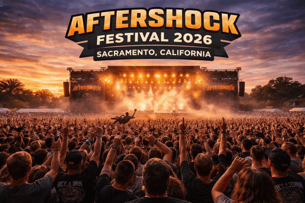 Large crowd at the Aftershock rock and metal music festival in Sacramento California